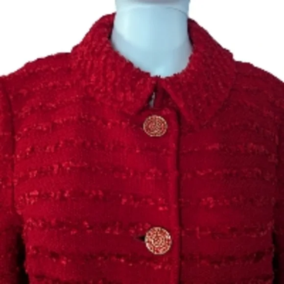 Vibrant Red Mid-Length Trench Coat Classic Style - Picture 2 of 3